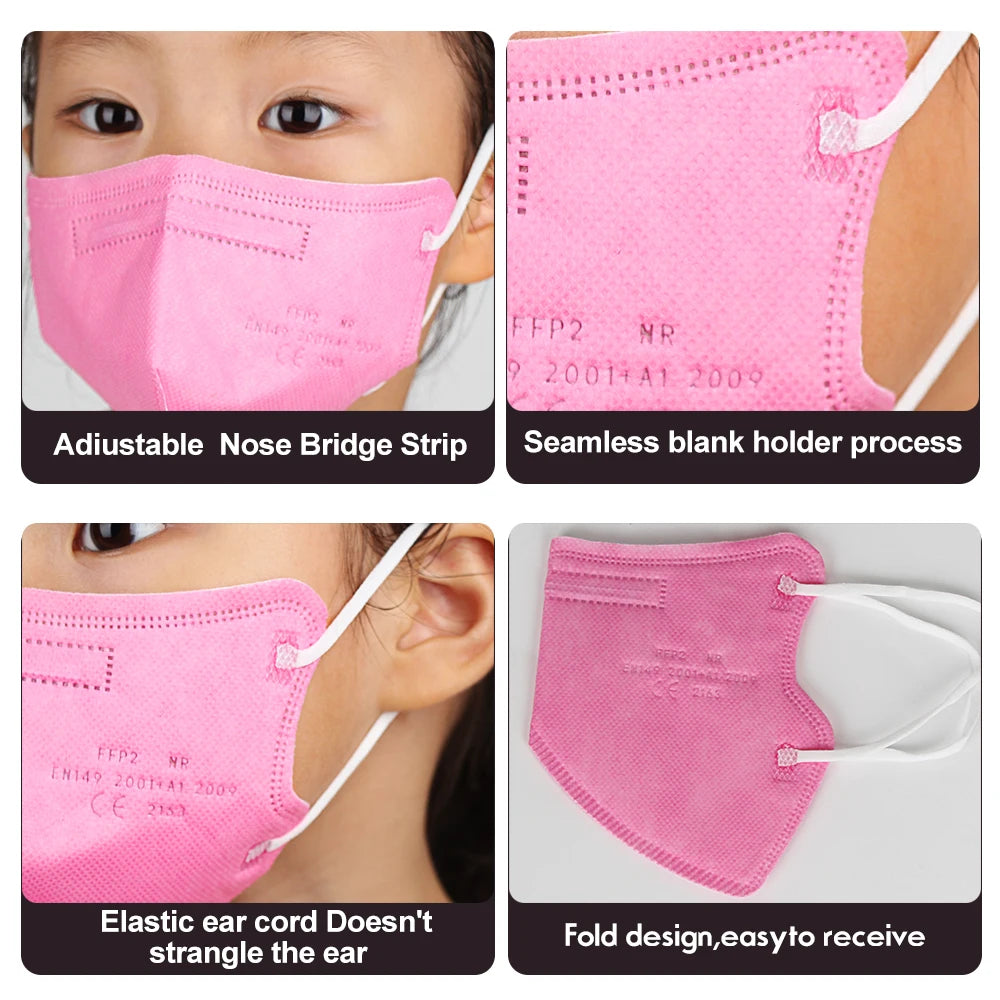 10PCS Children FFP2 Face Mask KN95 Mascarillas 3-12 Kids Filters Layers Respirator Colors Child Boys Girls Protect KN95 Masks